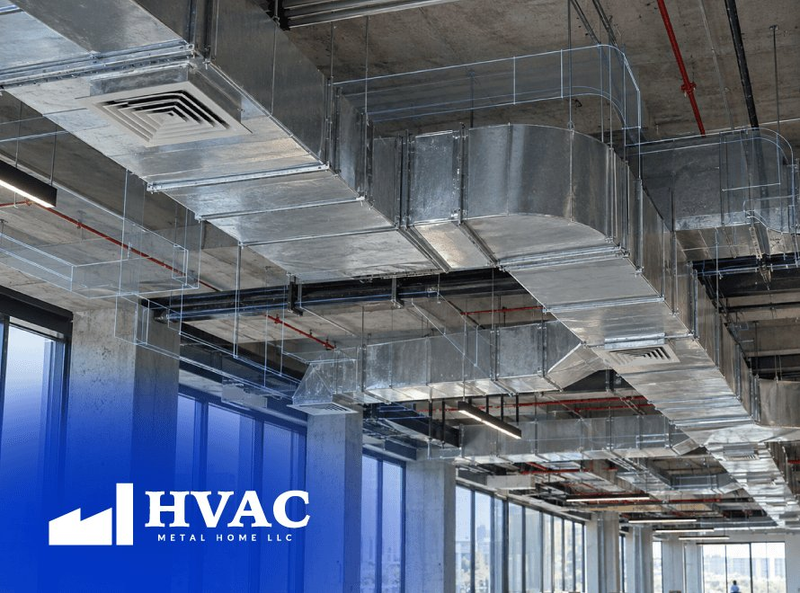 Commercial HVAC ductwork installed across an open commercial ceiling, showing how ductwork planning supports organized air distribution and system installation.