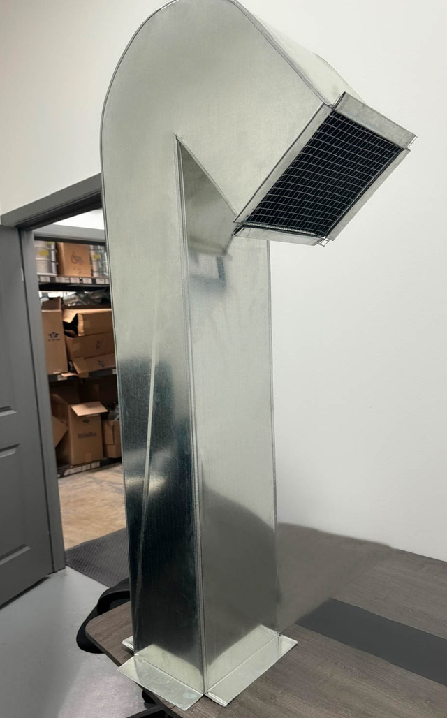 Galvanized vertical HVAC exhaust vent with mesh grille