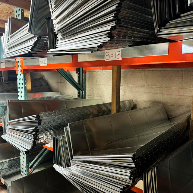 HVAC metal panels measuring 8 by 18 inches